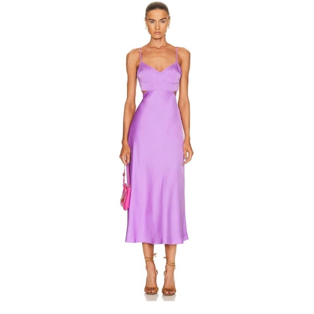 A.L.C NWT Blakely Satin Side Cut-Out Open Back Dress in Amethyst Orchid Size 6